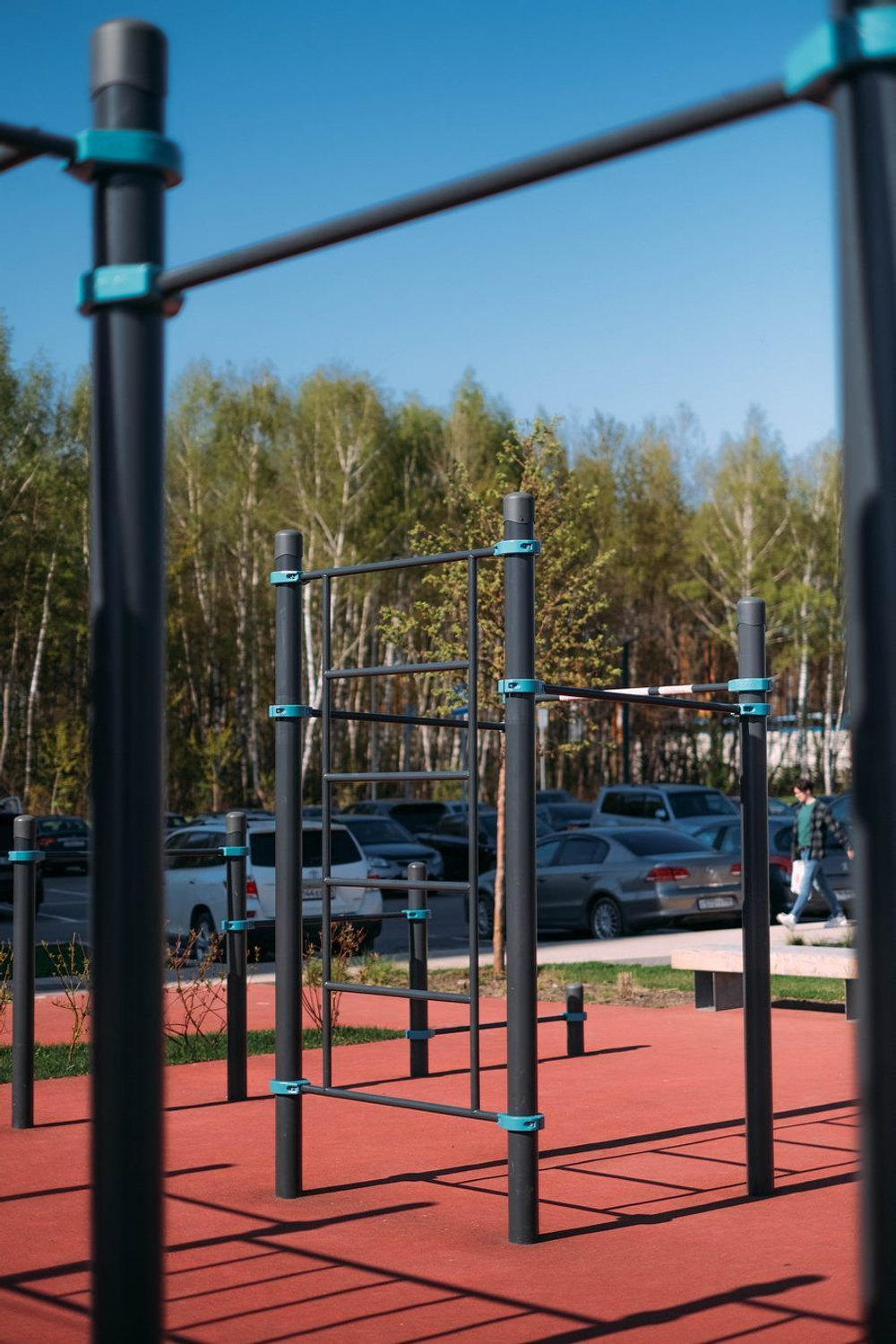 Воркаут комплекс 3 турника, шведская стенка, скалодром и наклонная скамья - Кустур