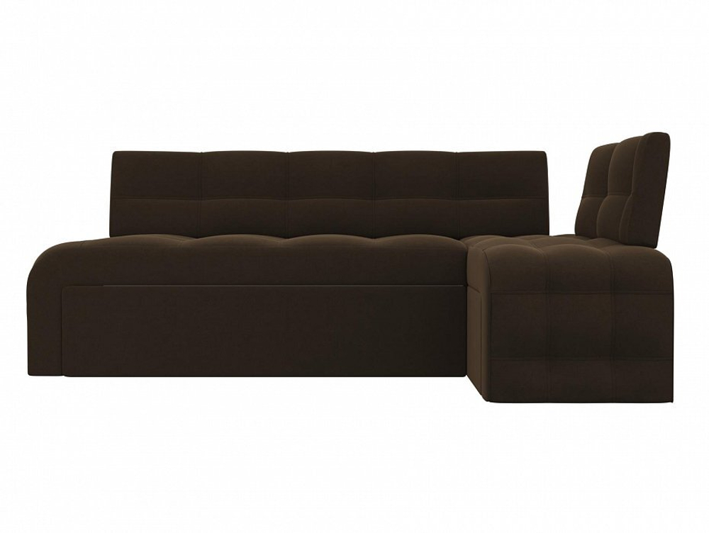 Диван кухонный угловой Люксор правый угол, Коричневый, Микровельвет, 28603