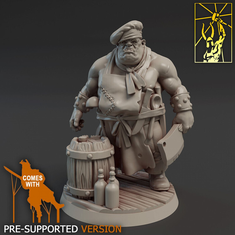 Орк Полуорк повар миниатюра для dnd, днд, pathfinder, фентези, Настольная игра, НРИ, Варгейм, РПГ