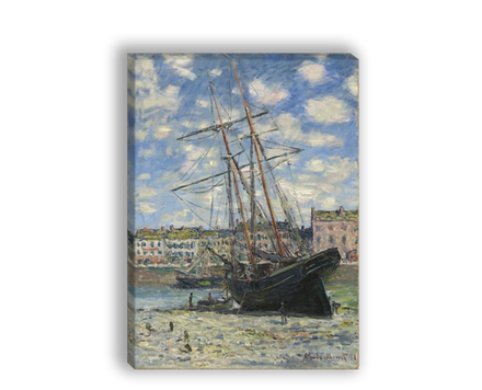 "Корабль, лежащий во время отлива", Моне, Клод, картина (репродукция)