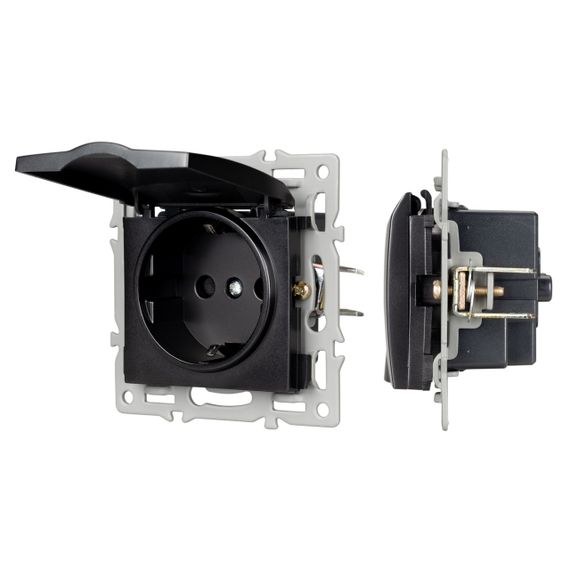 Механизм розетки влагозащищённый SCT-MCP-PL-BK (250V, 16A) Arlight 043746