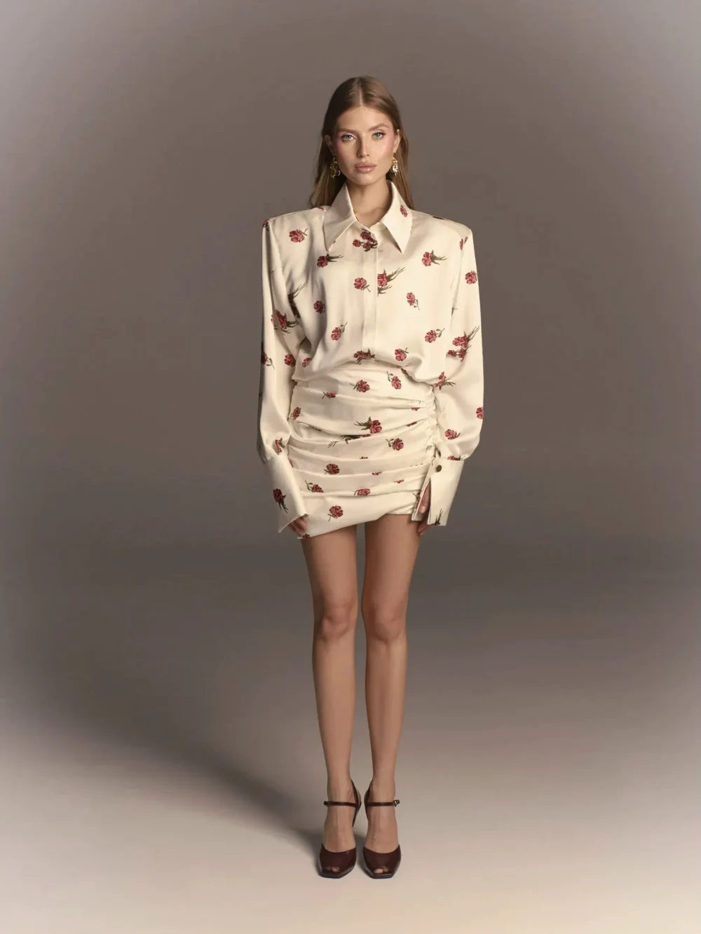 Юбка мини со сборкой Роузи, Молочный