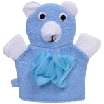 Мочалка-варежка для тела «Ультрамарин - Мишка», мягкая, цвет голубой, 21*16см