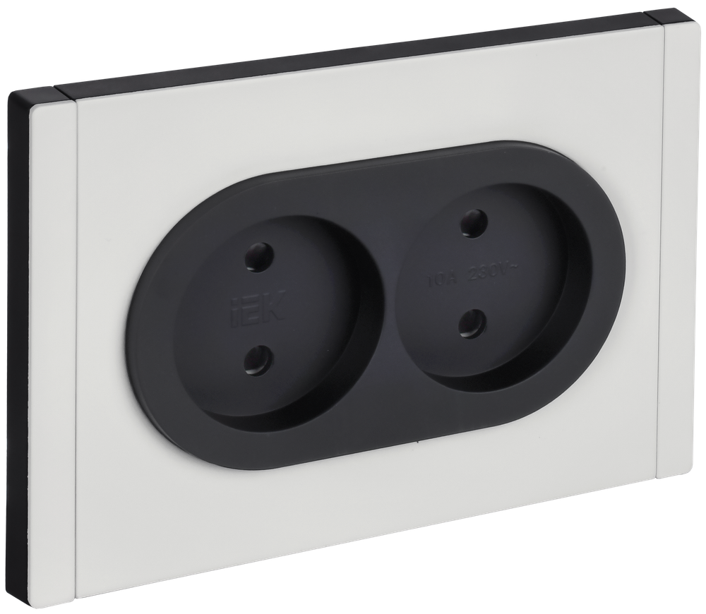 FORTE&PIANO Розетка 2-местная без заземления с защитными шторками безвинтовое крепление 10А FP225M металл белый IEK
