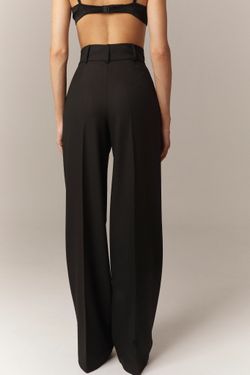 Брюки-палаццо черные из мягкой вискозы