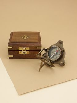 Nautical Морской компас в деревянном футляре