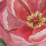 Картина авторская акварельная в раме 40х50 см на стену для интерьера "Пионы"