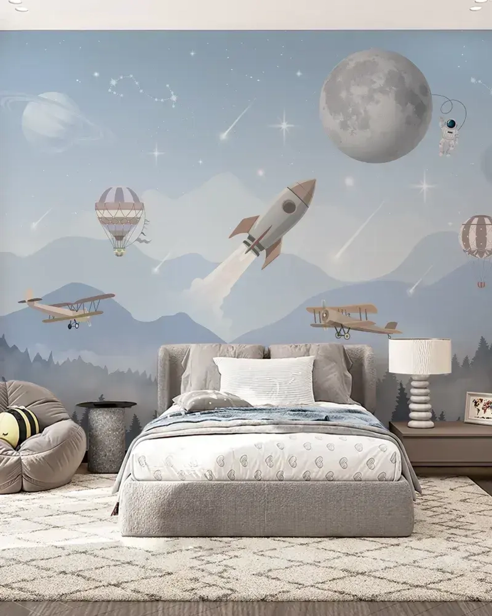Фотообои детские флизелиновые на стену 3D "Время полета" 400х270 (ШхВ), 3д обои в детскую