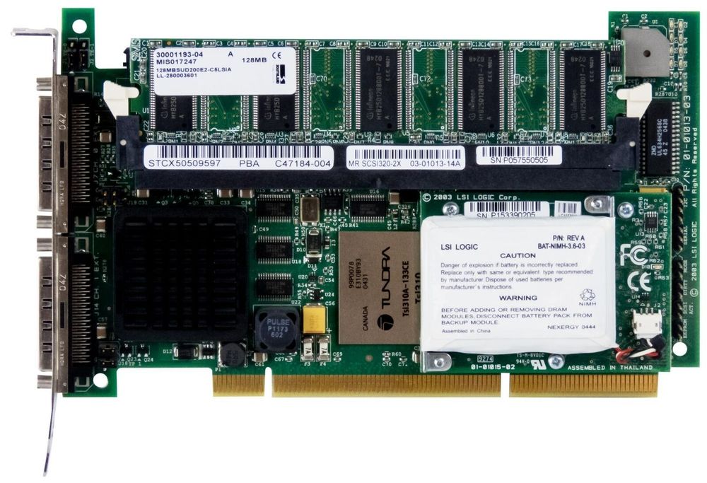 Контроллер Intel MegaRAID SCSI 320-2x LSI53C1030/ XScale IOP321 128Mb(256Mb) Int-2x68Pin Ext-2x68Pin RAID50 UW320SCSI PCI-X SRCU42X