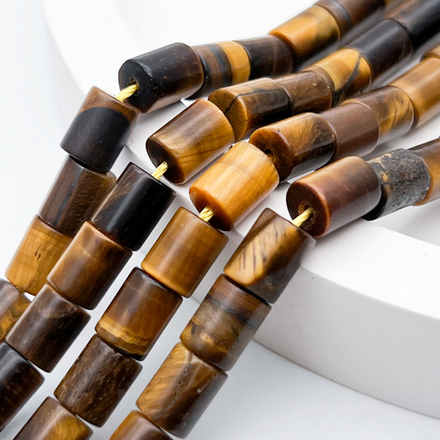 Тигровый глаз бусины, размер около 8*6 мм, цена за набор 10 бусин