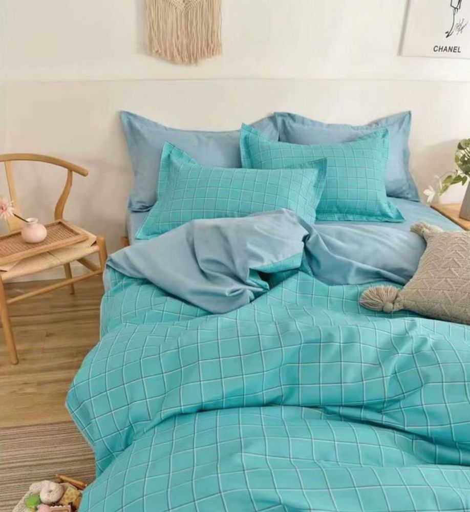 ZEPHYR HOME Двуспалка Фланель голубой клетка
