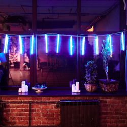 ULD-E3005-300-DTK BLUE IP44 ICICLE Занавес светодиодный фигурный Сосульки. соединяемый. 2.7х0.42м. 10 подвесов. Синий свет. Провод прозрачный. TM Uniel.