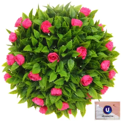 Искусственное растение шар «Самшит» цветы розовые D-25см Ultramarine