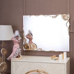 Зеркало настенное Monstera Deliciosa (Монстера) прямоугольное 80х60 Айвори