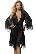 Роскошный пеньюар из прозрачной чёрной вуали