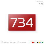 Номер на дверь 734, табличка на дверь для офиса, квартиры, кабинета, аудитории, склада, красная 120х70 мм, Айдентика Технолоджи
