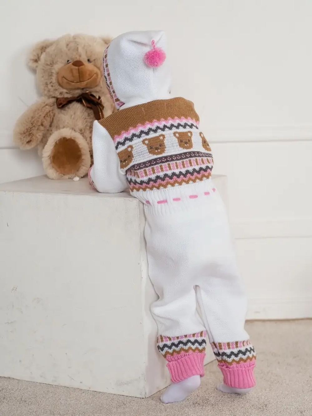 Вязаный комбинезон для новорожденных и малышей на молнии