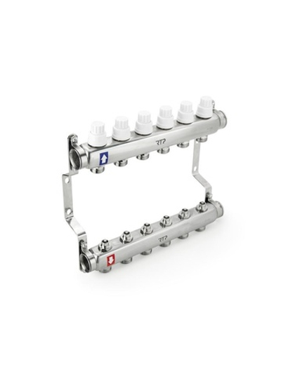 Группа коллекторная 1дюйм х 6 вых. евроконус 3/4дюйм с ручн. регулир. клапан. и кронштейном нерж. сталь SUS 304 RTP 39460