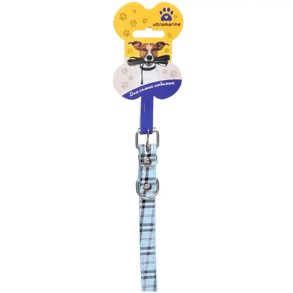 Ошейник для собак 1,5*37см «Шотландская клетка» цвет голубой Ultramarine