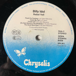 Винтажная виниловая пластинка LP Billy Idol Rebel Yell (Без Конверта) (Germany 1983)