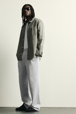ZARA ДЖОГГЕРЫ WIDE-FIT, СЕРЫЙ МЕЛАНЖ