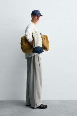 ZARA X CHAMPION ® БРЮКИ RELAXED FIT СО СКЛАДКАМИ, СЕРЫЙ МЕЛАНЖ