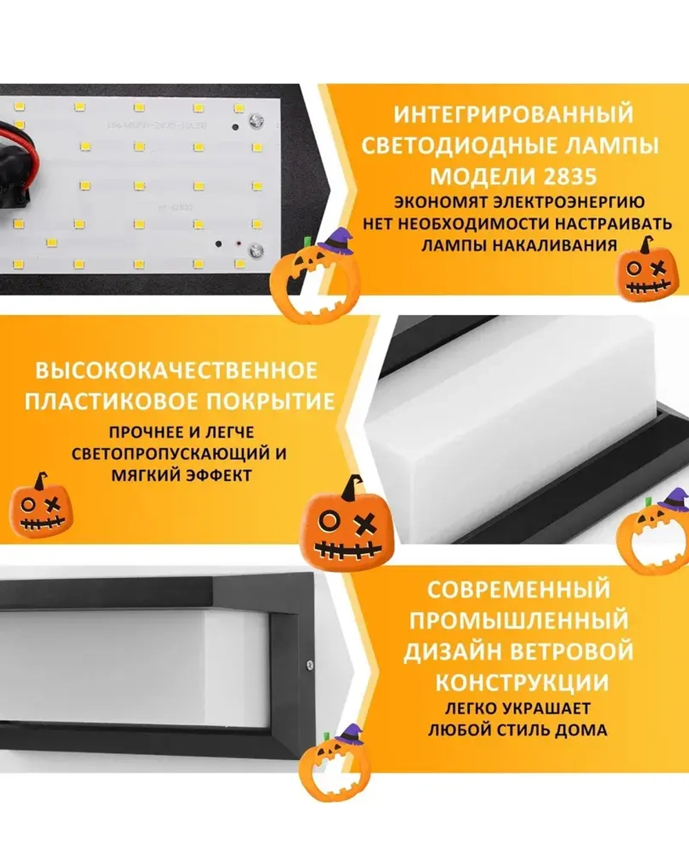 Светильник настенный светодиодный, бра, уличный фонарь с датчиком движения, влагозащищенный IP65,19 Вт, черный 4000K