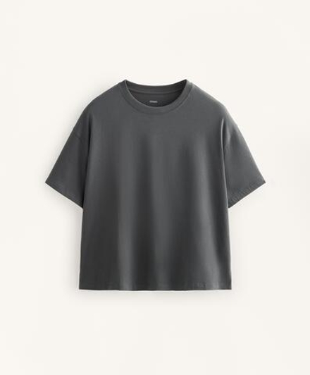 Oysho Футболка с короткими рукавами из смесового хлопка, антрацитовый