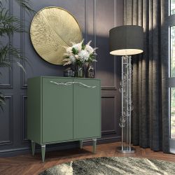 Комод Арт Колор matte Классик Сильвер с 2 полками Зеленый нефрит матовый