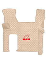 Ковры MAN TGX с 2-мя ящиками (автомат) (экокожа, бежевый, бежевый кант, красная вышивка)