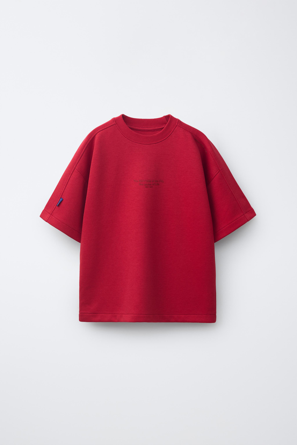 ZARA КОМПЛЕКТ ИЗ ФУТБОЛКИ И ШОРТОВ ИЗ ТКАНИ ИНТЕРЛОК, КРАСНЫЙ