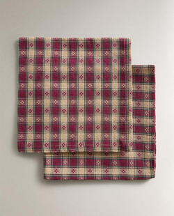 ZARA HOME НАБОР РОЖДЕСТВЕНСКИХ САЛФЕТОК В КЛЕТКУ (2 ШТ.), ТЕМНО-КРАСНЫЙ