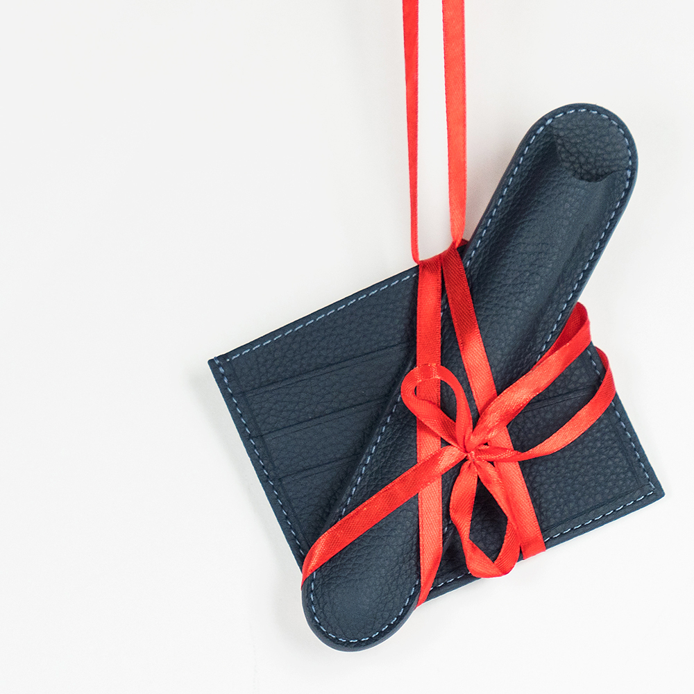 Чехол для ручки Plume из кожи теленка, цвета синий