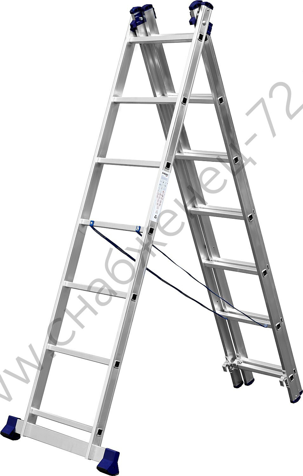 СИБИН 7 ступеней, со стабилизатором, алюминиевая, трехсекционная лестница (38833-07)