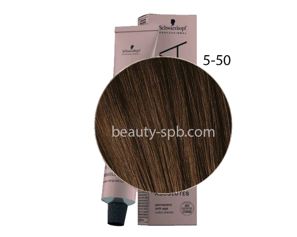 Schwarzkopf Professional краска для волос Игора Absolutes тон 5-50 Светлый коричневый золотистый натуральный 60мл