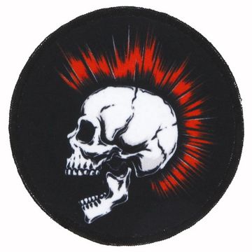 Нашивка Череп с Ирокезом круглая (038)