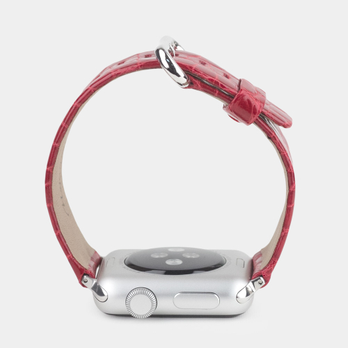 Ремешок для Apple Watch 44/45/46 mm из кожи аллигатора, цвета красный лак