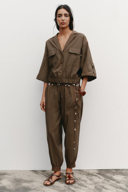 ZARA БРЮКИ С МАНЖЕТАМИ, КОРИЧНЕВЫЙ