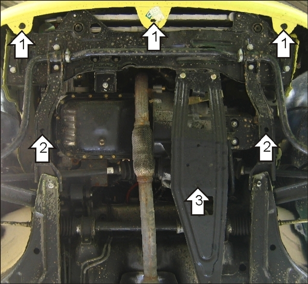 Защита картера Двигателя, КПП. 2 мм, Сталь. для Chery QQ3 2003-2014 MOTODOR.09005