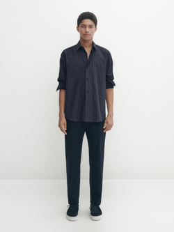 Massimo Dutti РУБАШКА ИЗ 100% ХЛОПКА, ТЕМНО-СИНИЙ
