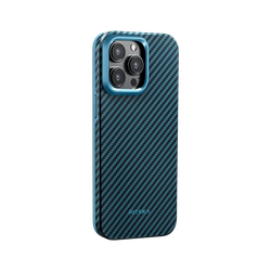 Противоударный чехол Pitaka MagEZ Pro 4 для iPhone 15 Pro 1500D Black/Blue (Twill)