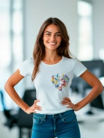 Футболка больших размеров с принтом сердечко