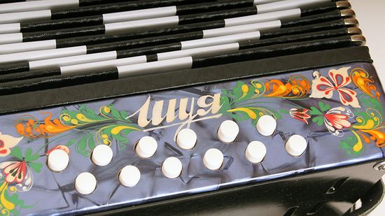 S40XL-C-BL Гармонь "Сувенир" 15х12-I, синяя, палехская роспись, Шуйская гармонь