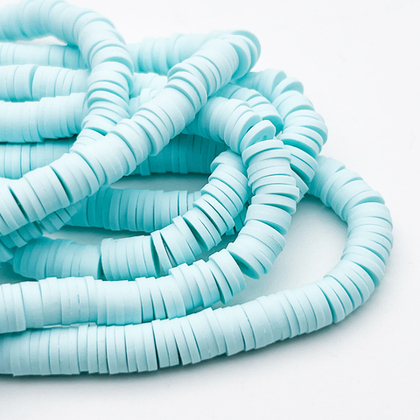 Бусина-диск, цвет светло-голубой, размер 6 мм, цена за нить 40 см