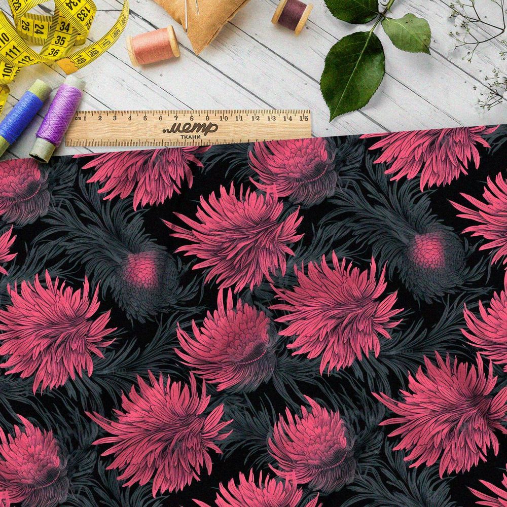 Ткань премиум флис танцующие линии природы