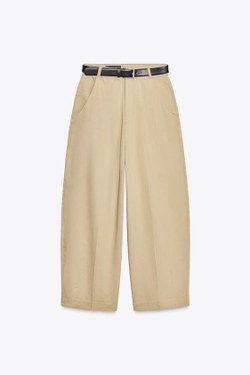 ZARA БРЮКИ С РЕМНЕМ, РЫЖЕВАТО-КОРИЧНЕВЫЙ