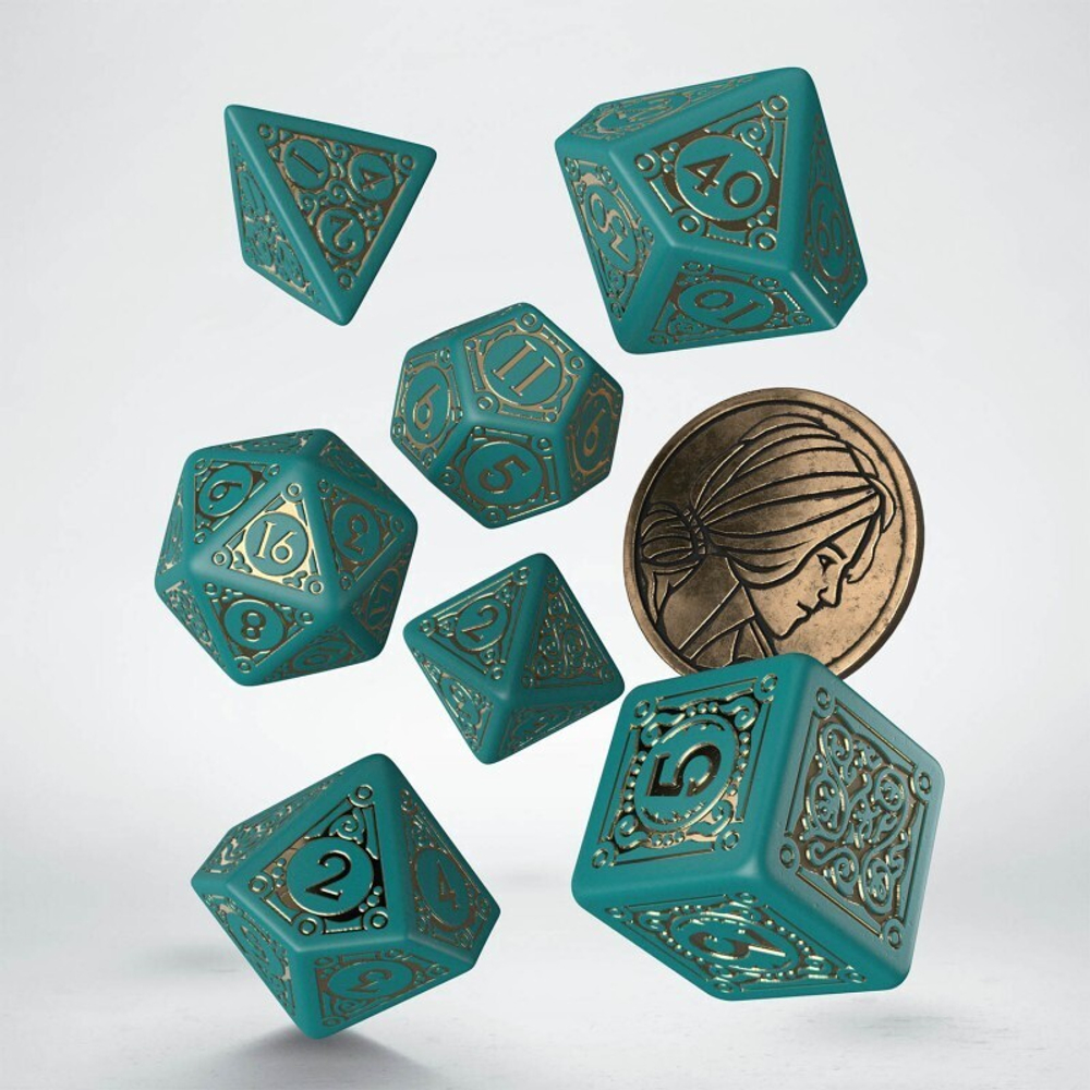 Набор кубиков для настольных ролевых игр (Dungeons and Dragons, DnD, D&D, Pathfinder) - Witcher Dice Set. Triss. The Beautiful Healer