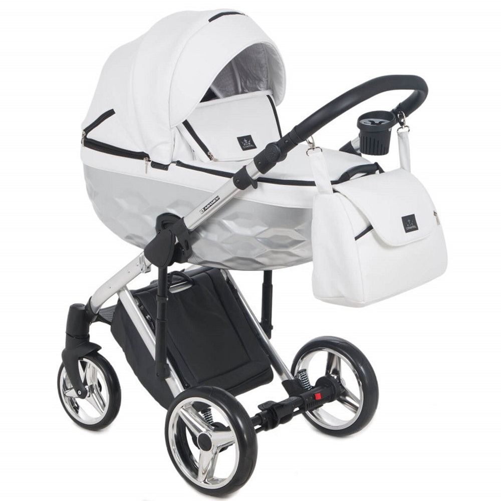 Детская коляска Adamex Chantal Star Collection 2 в 1 STAR105 белый+серебряный