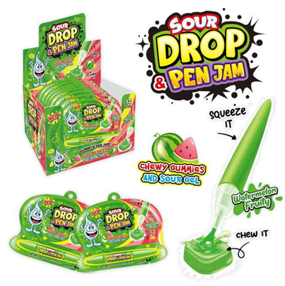 Жидкая карамель-гель + мармелад "Watermelon Sour drop pen jam" 12шт*55г