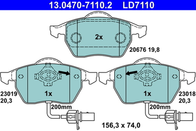 ATE - 13047071102-ATE - Brake Pad Set, disc brake